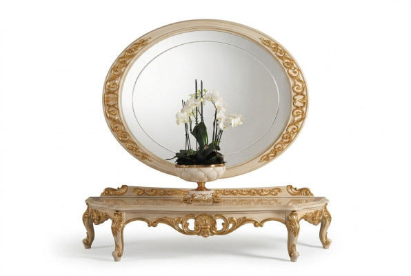 Miroir design Miroir mural Cadre en bois massif Miroir suspendu Meubles de luxe Baroque