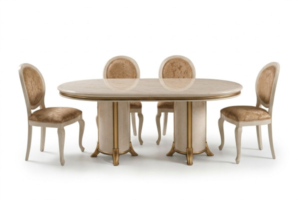 Ensemble de salle à manger italienne comprenant une chaise, une table à manger et un groupe de 7 pièces. arredoclassic