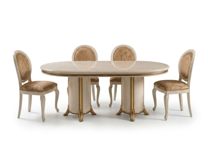 Ensemble de salle à manger italienne comprenant une chaise, une table à manger et un groupe de 7 pièces. arredoclassic