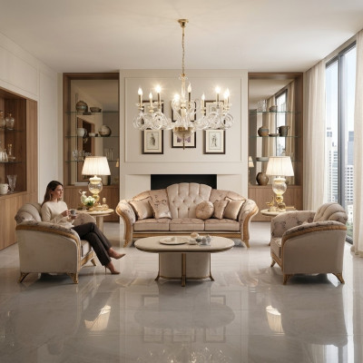 Ensemble de canapé 3+2+1 places Canapé d'angle de vie Canapé Arredoclassic Suite Sofas