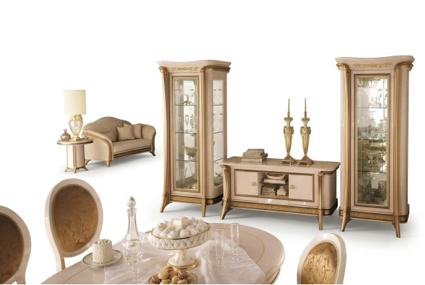 Ensemble de meubles de salon, Buffet de salon, 2x vitrine 3 pièces. Unité murale arredoclassic