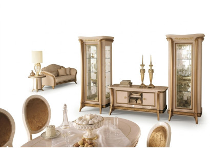 Ensemble de meubles de salon, Buffet de salon, 2x vitrine 3 pièces. Unité murale arredoclassic