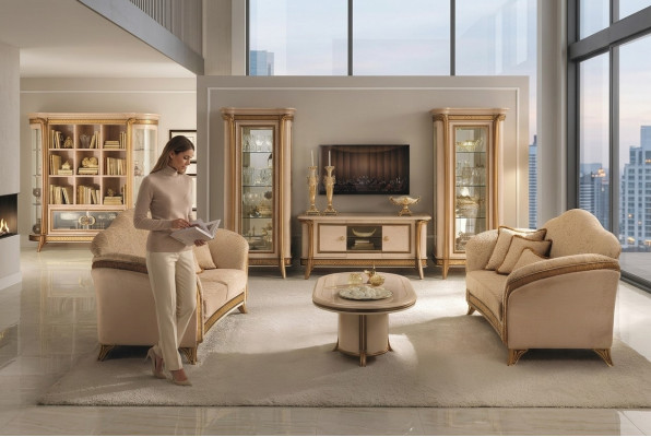 Meubles italiens Sofa Suite Groupe Siège Classique Ensembles 3+3 Places