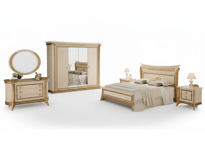 Lit 2x Table de chevet 3 pièces. Ensemble de chambre à coucher Mobilier Lits modernes arredoclassic neuf