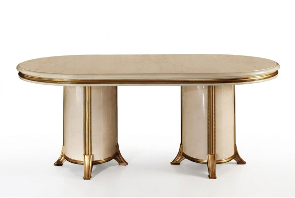 Salle à manger Salon Classique Beige arredoclassic Table à manger Table de design Bois