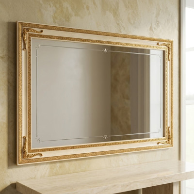 Classique miroir mural en cadre de bois meuble miroir Or 170x110 cadre en bois mural