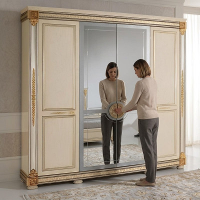 Armoire à vêtements de luxe Armoires à vêtements Mobilier laqué brillant Designer de meubles en bois vivant neuf