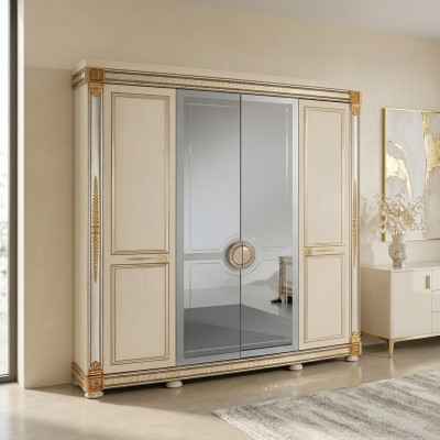 Armoire à vêtements de luxe Armoires à vêtements Mobilier laqué brillant Designer de meubles en bois vivant neuf