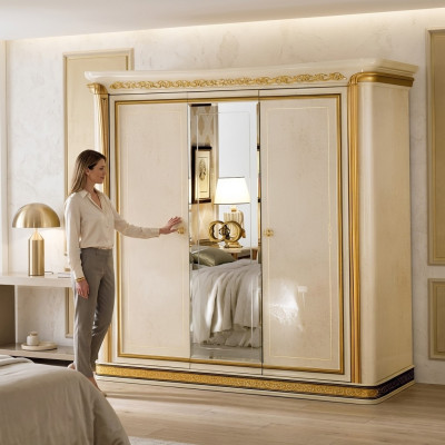 Garde-robe Chambre Armoire en Bois Armoire 3 Portes Placards Luxe arredoclassic