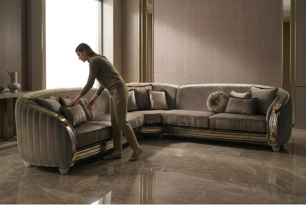 Canapé d'angle en cuir en forme de L Canapé Canapé living Suite Canapé design en coin arredoclassic