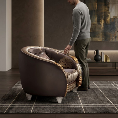 Fauteuil classique pour la télévision Canapé 1 place Canapés design en tissu Tapisserie nouvelle