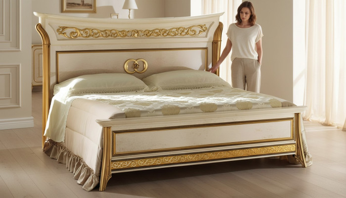 Design de lit Lit double de luxe Lits d'hôtel Chambre à coucher 180x200 Meubles arredoclassic