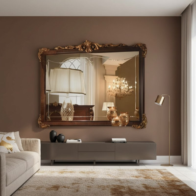Miroir mural avec cadre en bois Design de cadre de miroir Baroque Rococo Mobilier de salon nouveau