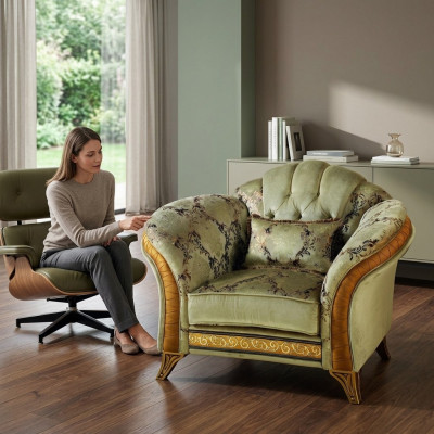 Fauteuil de club relax classique de luxe pour la télévision 1 place en tissu Arredoclassic