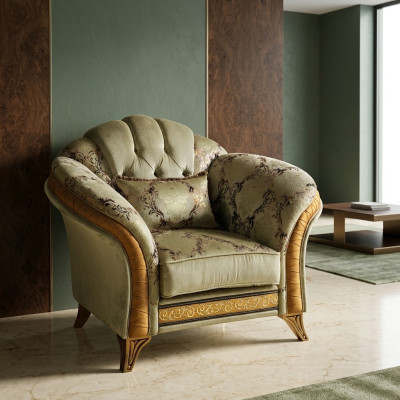 Fauteuil de club relax classique de luxe pour la télévision 1 place en tissu Arredoclassic
