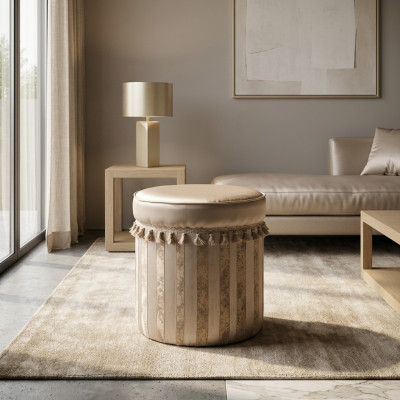 Tabouret de design Repose-pieds revêtement design Ottoman Tabouret Siège Textile Chaise longue Pouf