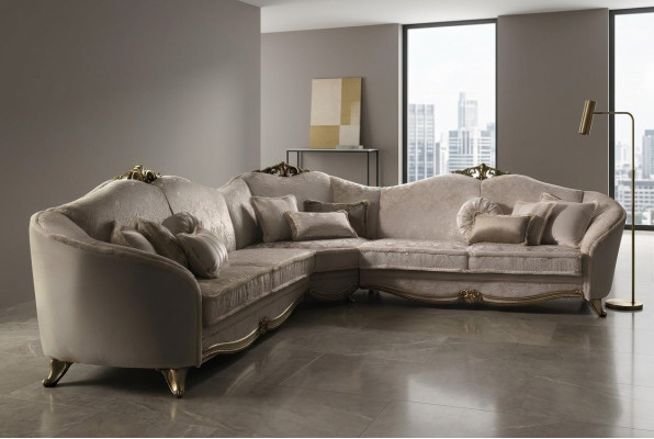 Canapé d'angle Salon paysage Canapé Sofa L-forme Tapisserie Canapés Textile arredoclassic