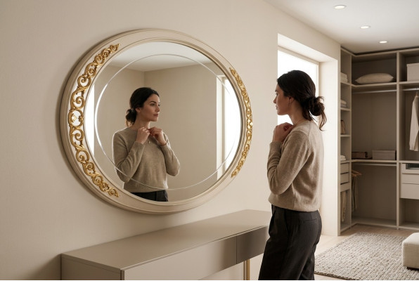 Miroir design Miroir mural Cadre en bois Miroir suspendu Meubles italiens de luxe