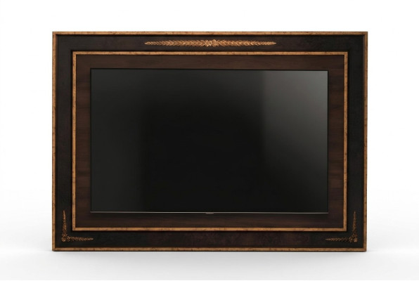Revêtement de panneau mural TV en bois Baroque Meuble TV de luxe pour salon.