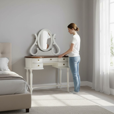 Commode Coiffeuse avec Miroir mural Coiffeuse Consoles Tables Table de chambre