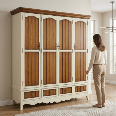 Chambre Armoire en bois Armoire à 3 portes Armoire Penderies