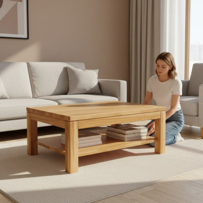 Table basse Table en bois Bois massif Table d'appoint Table 120x80 Tables basses
