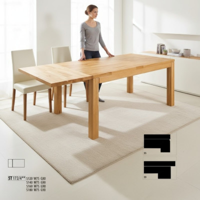 Table Table à manger Meuble massif Salle à manger 180x90cm Bois véritable Bois massif Nouvelles Tables