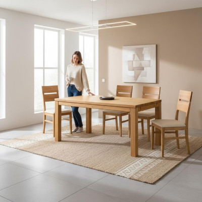Table Table à manger Meubles massifs Salle à manger 200x100cm Bois naturel Bois massif nouvelles Tables