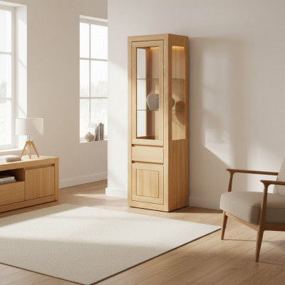 Vitrine en verre Armoire en bois Salon Armoire faite à la main Bois massif