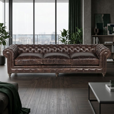Canapé Chesterfield marron en tissu pour canapé en cuir, canapés en tissu, suite rembourrée Big XXL