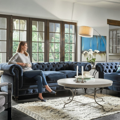 Chesterfield Sofa Canapés Ensemble de tapisserie de canapé Tissu d'ameublement en cuir