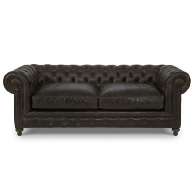 Canapé 3 places de designer Chesterfield marron pour salon