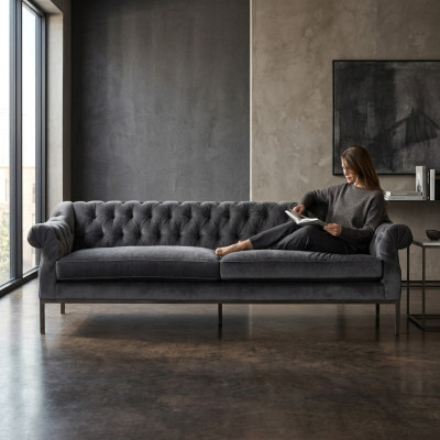 Canapé Chesterfield en tissu de revêtement de canapé en cuir déco Canapé en cuir Suite