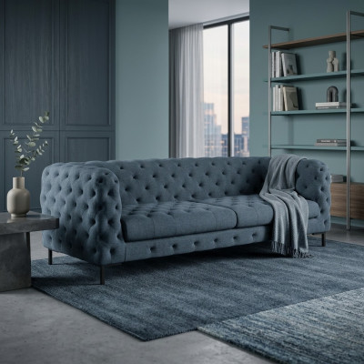 Canapé élégant Chesterfield moderne de 3 places de couleur grise pour le salon