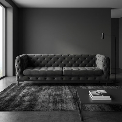 Concepteur Canapé Noir Trois Places style Chesterfield moderne trois places
