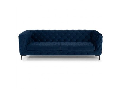 Élégant canapé Chesterfield bleu 3 places de luxe pour le salon