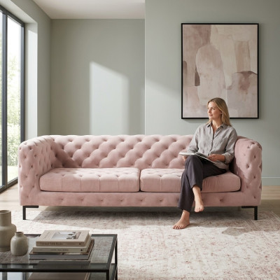 Canapé Chesterfield Canapé Tissu en cuir Canapés Suite 3 places
