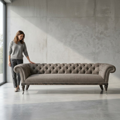 Canapé Chesterfield Tissu Canapé en Cuir Revêtement Canapé Suite 4 Places