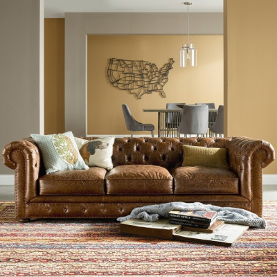 Designer Chesterfield brun canapé trois places de luxe 3 places
