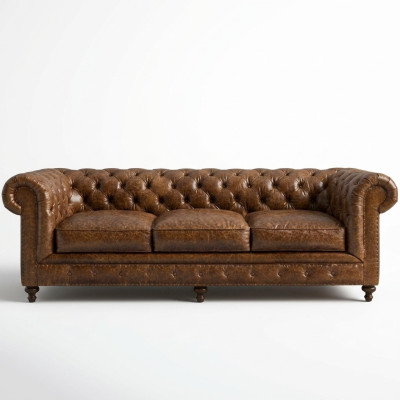 Designer Chesterfield brun canapé trois places de luxe 3 places
