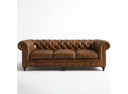 Designer Chesterfield brun canapé trois places de luxe 3 places