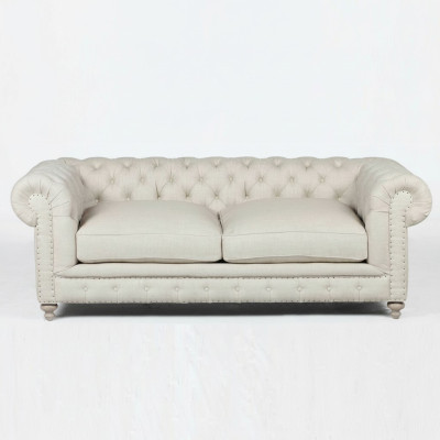 Canapé de luxe White Chesterfield trois places moderne pour salon de trois places