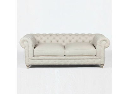 Canapé de luxe White Chesterfield trois places moderne pour salon de trois places