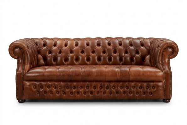 Canapé 3 places de designer Chesterfield marron. Canapé élégant