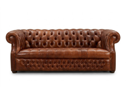 Canapé 3 places de designer Chesterfield marron. Canapé élégant
