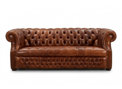 Canapé 3 places de designer Chesterfield marron. Canapé élégant