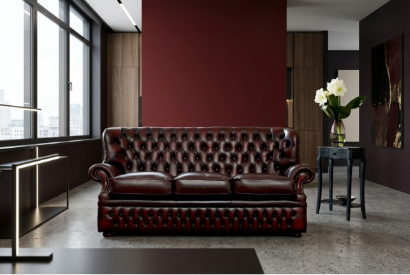Brown Chesterfield canapé de designer de style ancien 3 places pour le salon