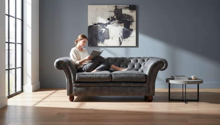 Canapé Chesterfield Sofa Tissu rembourré Cuir Canapés Ensemble de mobilier 2 places