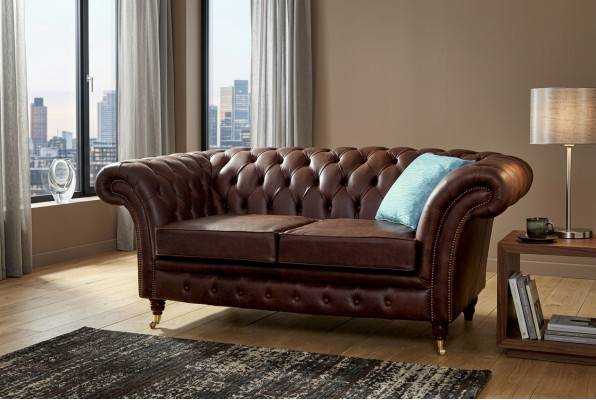 Canapé Club Chesterfield pour hommes, canapé en cuir rembourré 2 places, marron, NEUF jvmoebel ®