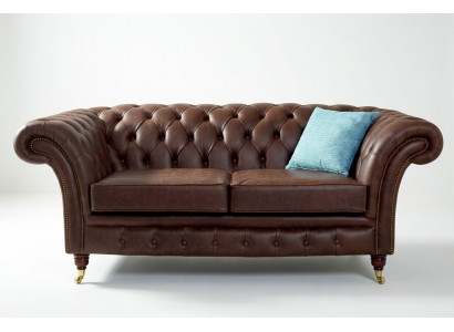 Canapé Club Chesterfield pour hommes, canapé en cuir rembourré 2 places, marron, NEUF jvmoebel ®